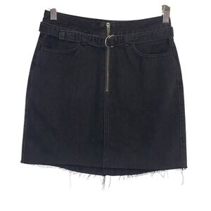 HOLLISTER Ultra High-Rise Mini Pencil Skirt Women's Size 1 Black‎ Denim Raw Hem